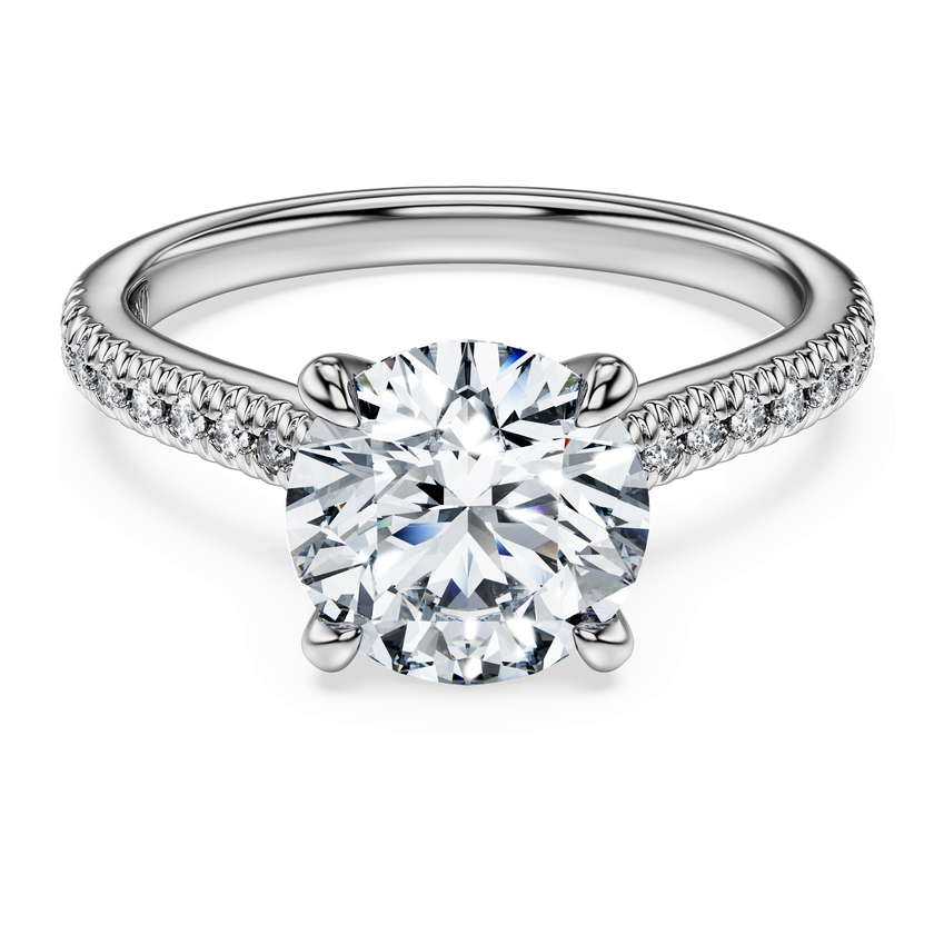 swarovski خاتم سوليتير eternity، ألماس مُصنع في المختبر إجمالي 2 2 قيراط، شكل دائري، ذهب أبيض عيار 18 قيراط