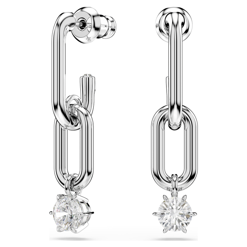swarovski أقراط متدلية constella، لآلئ كريستال، قطع مستدير، لون أبيض، طلاء روديوم