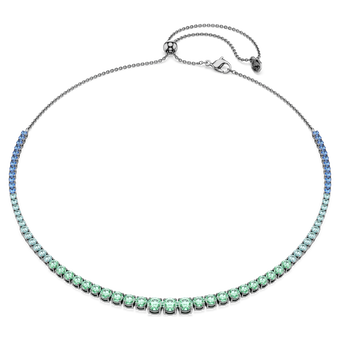 swarovski عقد matrix tennis، قطع مستدير متدرج، ألوان متعددة، طلاء روثينيوم