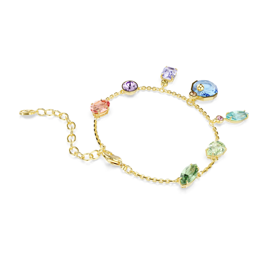 swarovski سوار gema، قطع متنوع، أحجار كريستال متدلية، ألوان متعددة، طلاء باللون الذهبي