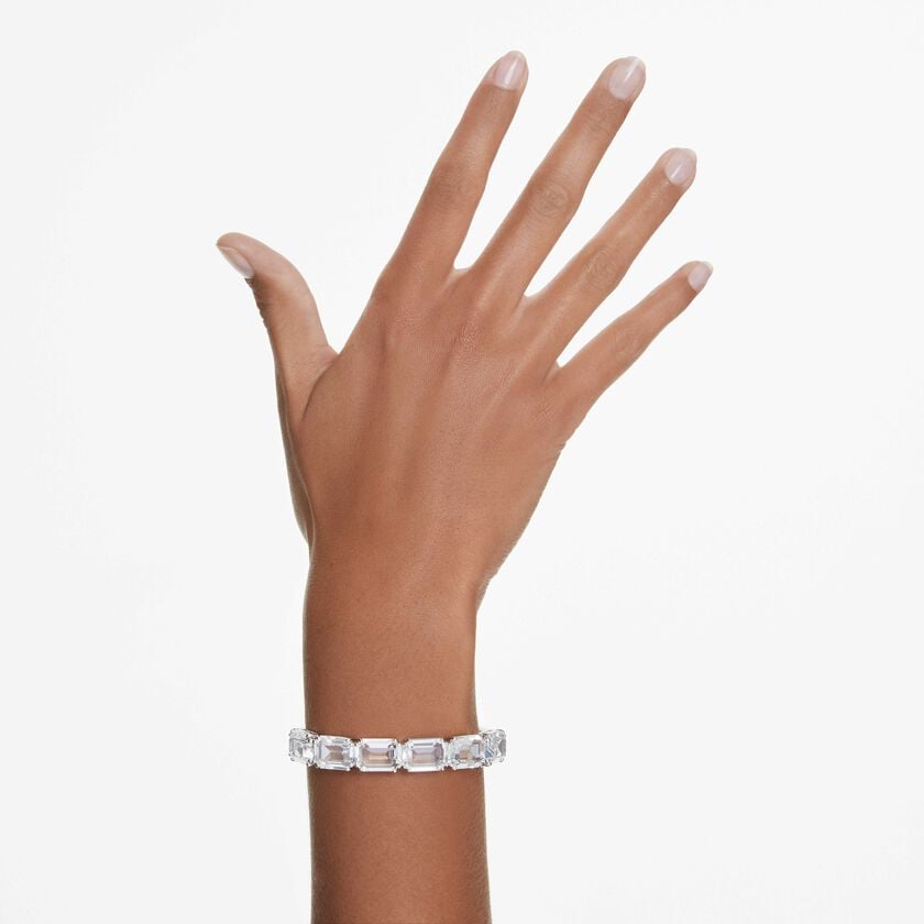 swarovski سوار millenia، قطع مثمن، لون أبيض، طلاء روديوم