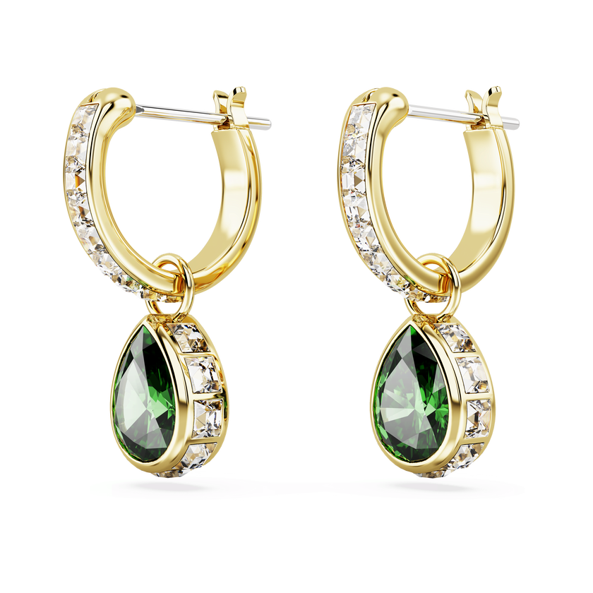 swarovski أقراط متدلية chroma، على شكل كمثرى، لون أخضر، طلاء بلون ذهبي