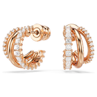 swarovski أقراط حلقية hyperbola، قطع متنوع، صغير، لون أبيض، طلاء باللون الذهبي الوردي