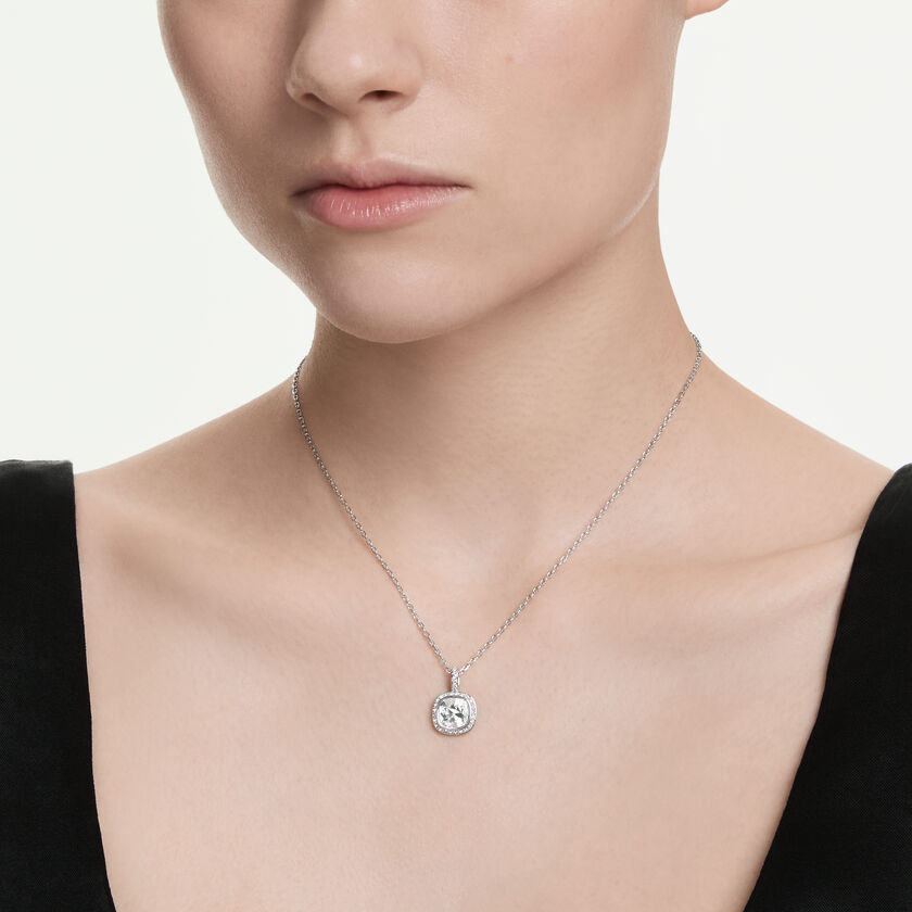 swarovski قلادة una angelic، قطع الوسادة، لون أبيض، طلاء روديوم