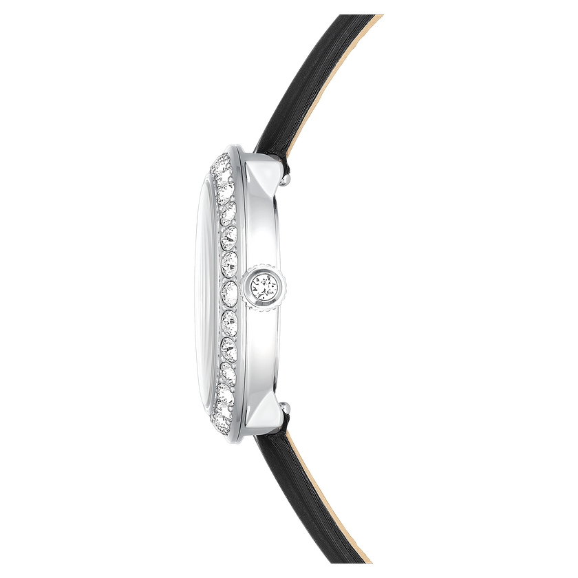 swarovski ساعة matrix tennis، صناعة سويسرية، سوار جلد، لون أسود، ستانلس ستيل