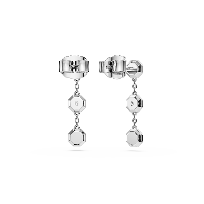 swarovski octagon drop earrings  lab grown diamonds 0 6 ct tw  round shape  sterling silver