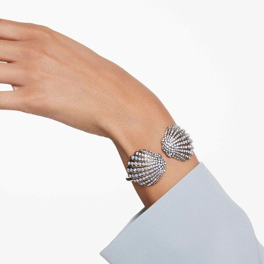 swarovski سوار idyllia، شكل صدفة، لون أبيض، طلاء بلون ذهبي