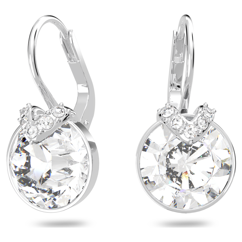 swarovski أقراط bella على شكل حرف v للأذن المثقوبة، لون أبيض، طلاء روديوم