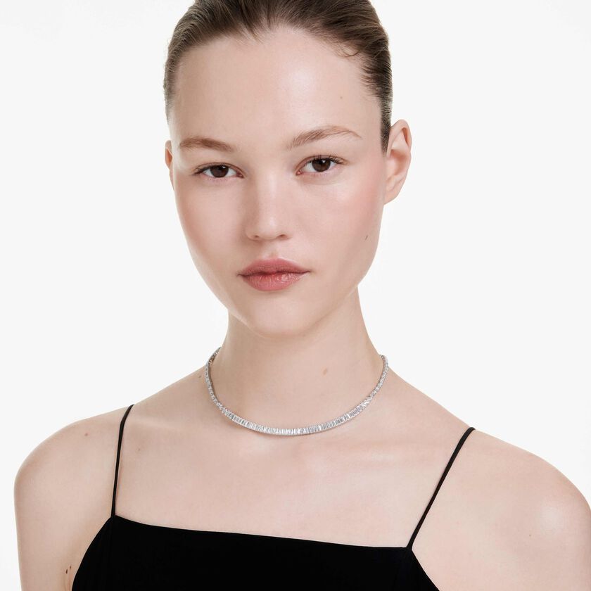 swarovski عقد matrix، قطع باغيت، لون أبيض، طلاء روديوم