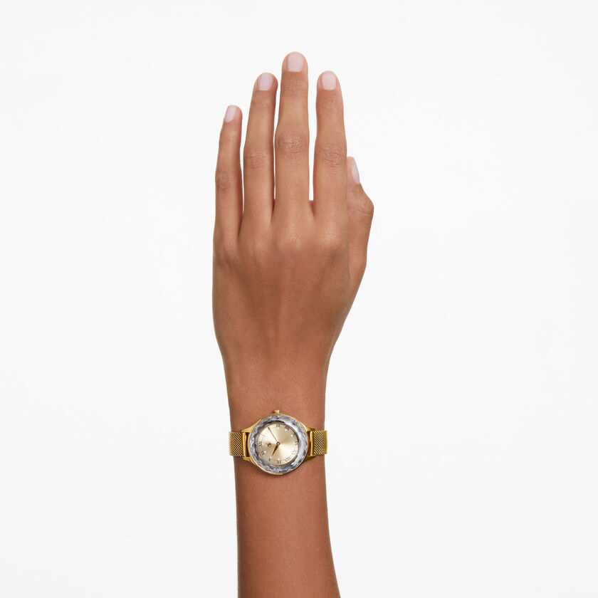 ساعة يد Octea Nova، صناعة سويسرية، سوار معدني، لون ذهبي، لمسة نهائية باللون الذهبي