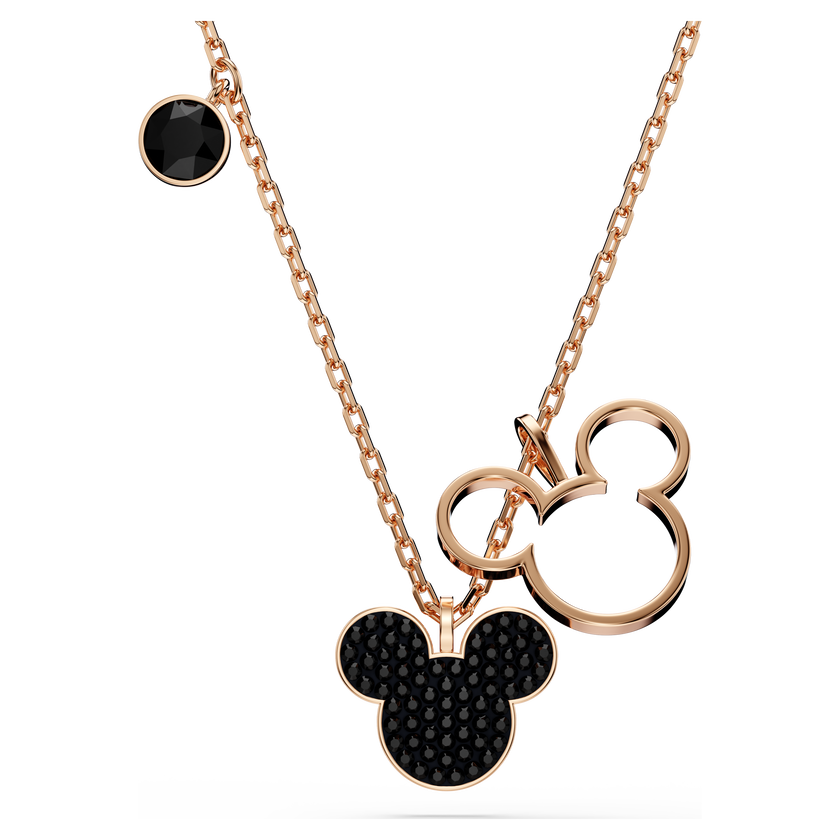 swarovski mickey   minnie pendant  black  rose gold tone plated