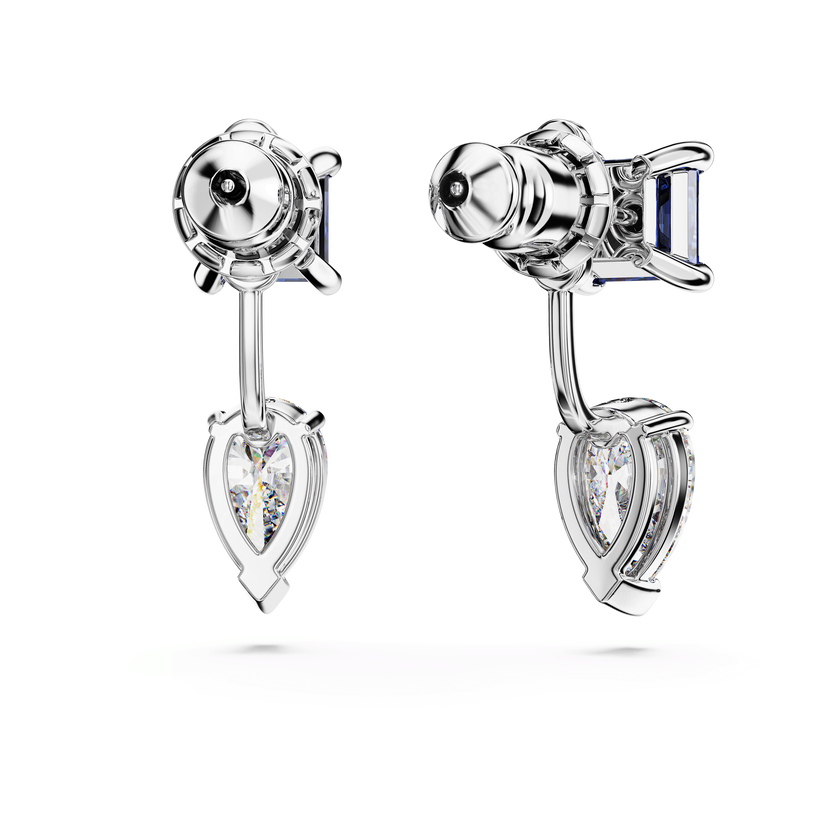 swarovski أقراط بحلية خلفية mesmera، قطع متنوع، قابلة للفصل، لون أزرق، طلاء روديوم