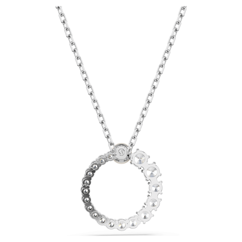 swarovski قلادة matrix، لؤلؤة كريستال، قطع مستدير، لون أبيض، طلاء روديوم
