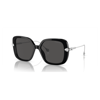 swarovski نظارة شمسية، حجم كبير، شكل مربع، sk6011el، لون أسود