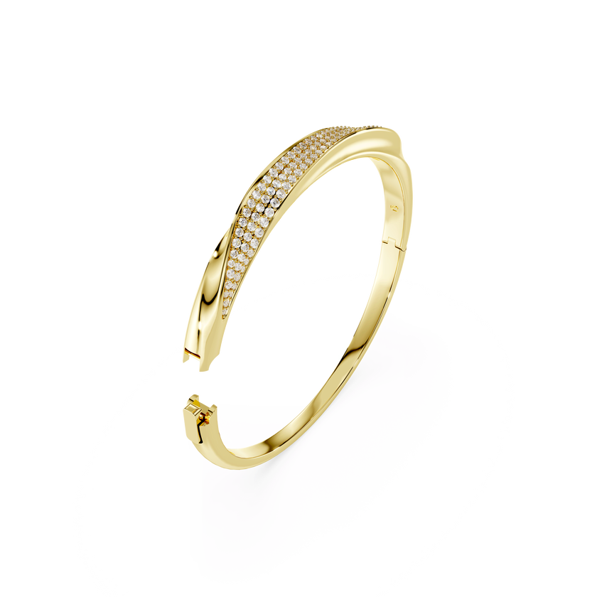 swarovski سوار classica، قطع مُستدير، لون أبيض، فضة استرليني، لمسة نهائية من الذهب عيار 18 قيراط