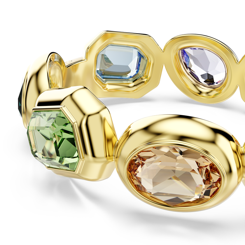 swarovski سوار gema، أحجار كريستال كبيرة، قطع متنوع، ألوان متعددة، طلاء باللون الذهبي