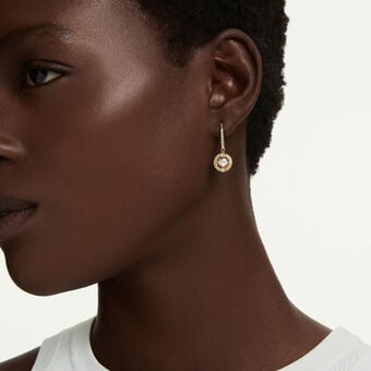 swarovski أقراط متدلية una angelic، قطع مستدير، لون أبيض، لمسة نهائية من الذهب عيار 18 قيراط