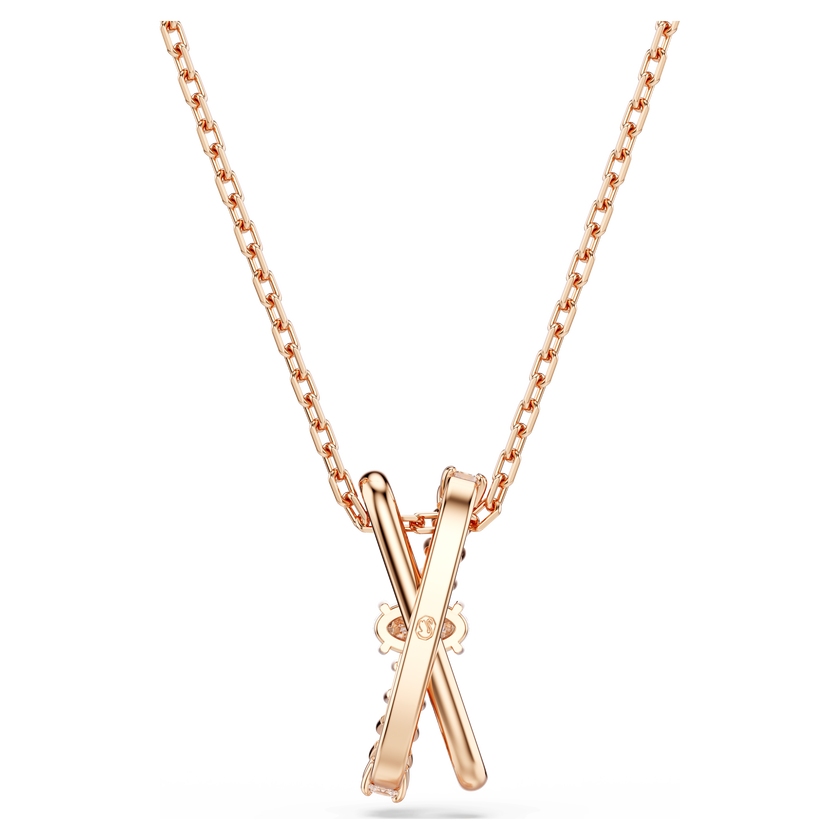 swarovski قلادة hyperbola، قطع متنوع، شكل متداخل، لون أبيض، طلاء باللون الذهبي الوردي