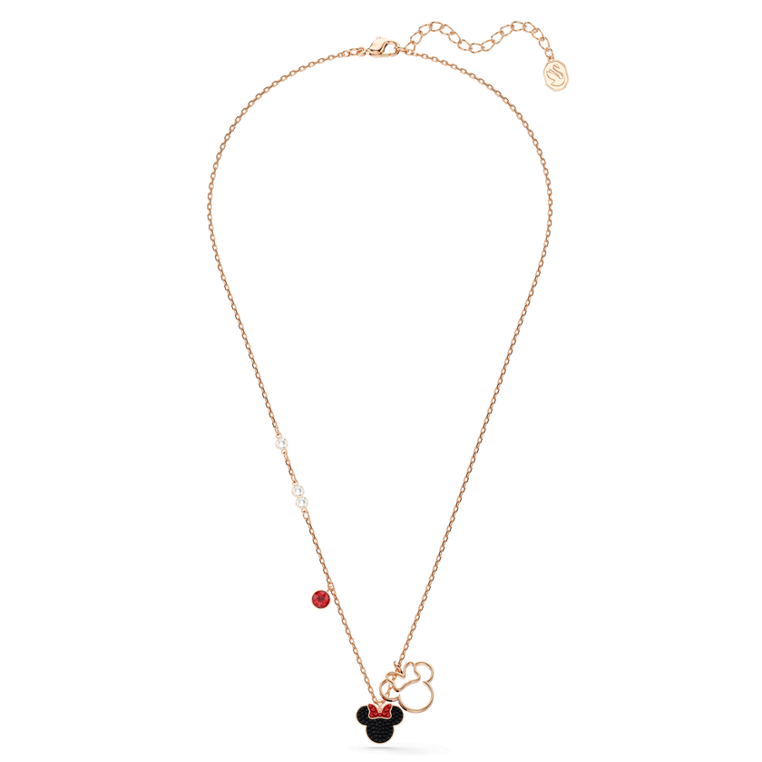 swarovski mickey   minnie pendant  multicolored  rose gold tone plated