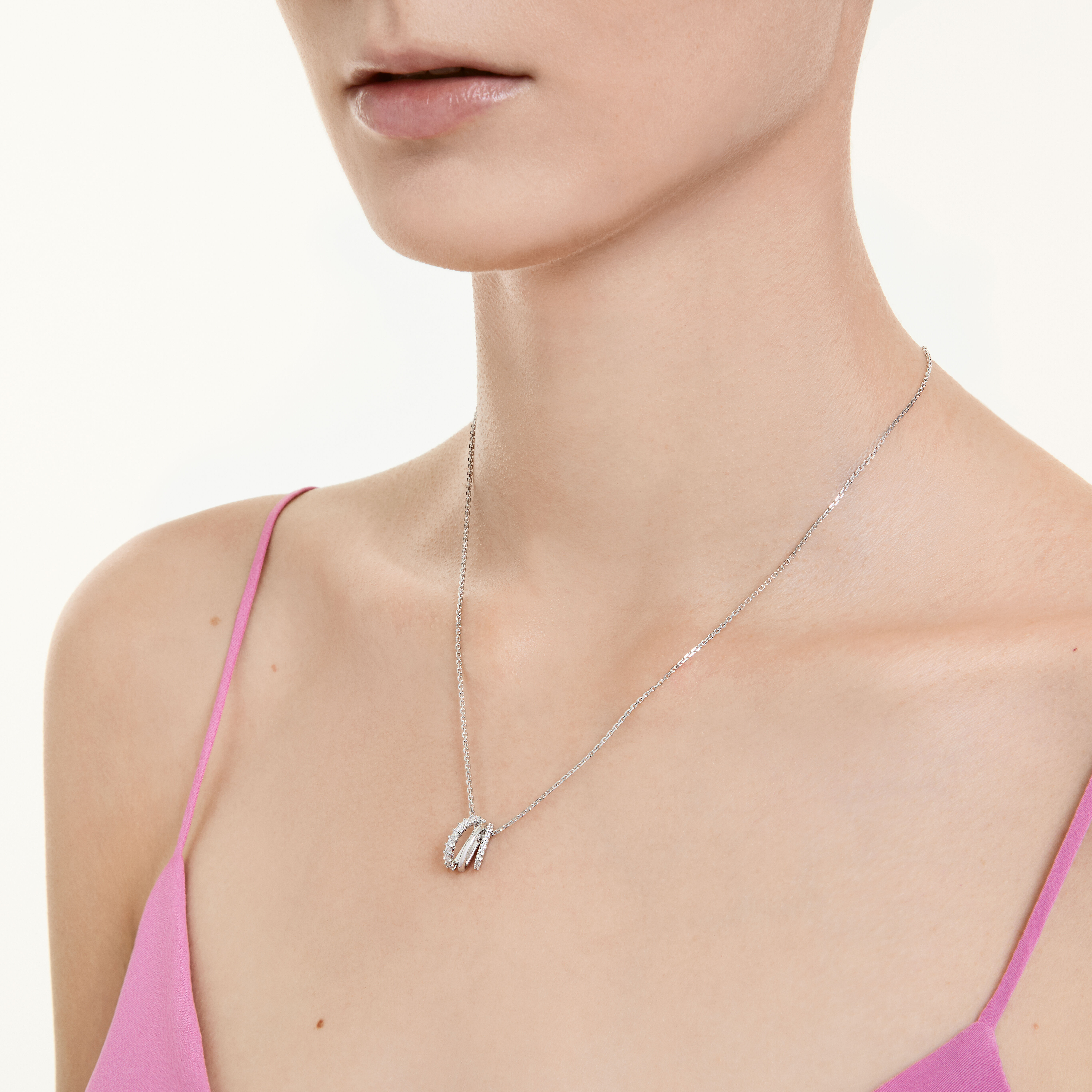 swarovski قلادة hyperbola، قطع مستدير، لون أبيض، طلاء روديوم