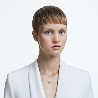 swarovski عقد una، قطع مثمن، لون أزرق، طلاء روديوم