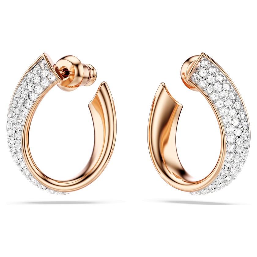 swarovski أقراط حلقية exist، صغيرة، لون أبيض، حجم صغير، لمسة نهائية من الذهب الوردي عيار 18 قيراط