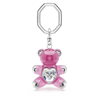 swarovski حلقة المفاتيح teddy، شكل دب، لون وردي، طلاء روديوم