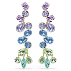 swarovski أقراط متدلية gema، قطع متنوع، تصميم كالثريا، طويلة، ألوان متعددة، طلاء باللون الذهبي