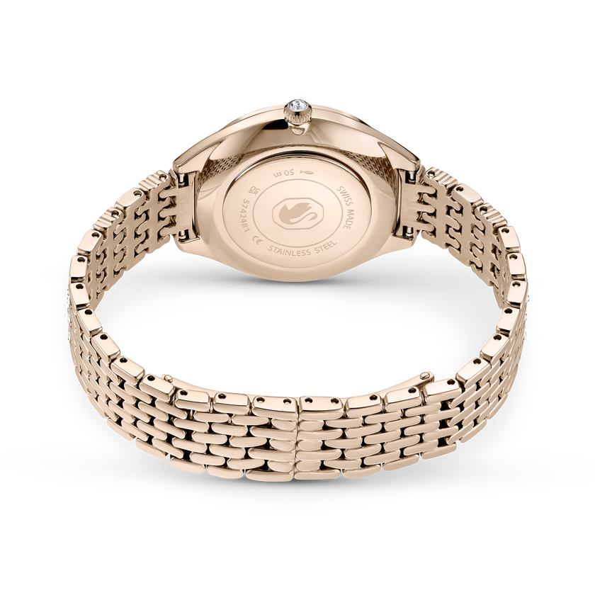 swarovski ساعة attract، صناعة سويسرية، سوار معدني، لون ذهبي، لمسة نهائية بلون شامبين ذهبي