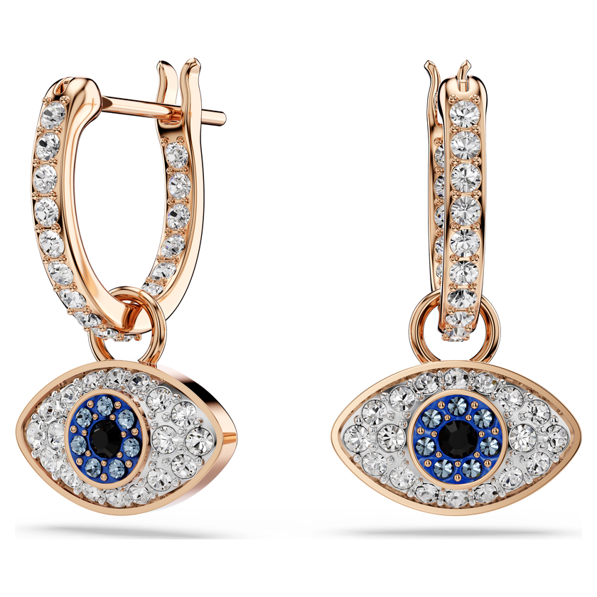 swarovski أقراط متدلية symbolica، شكل عين، ألوان متعددة، طلاء باللون الذهبي الوردي