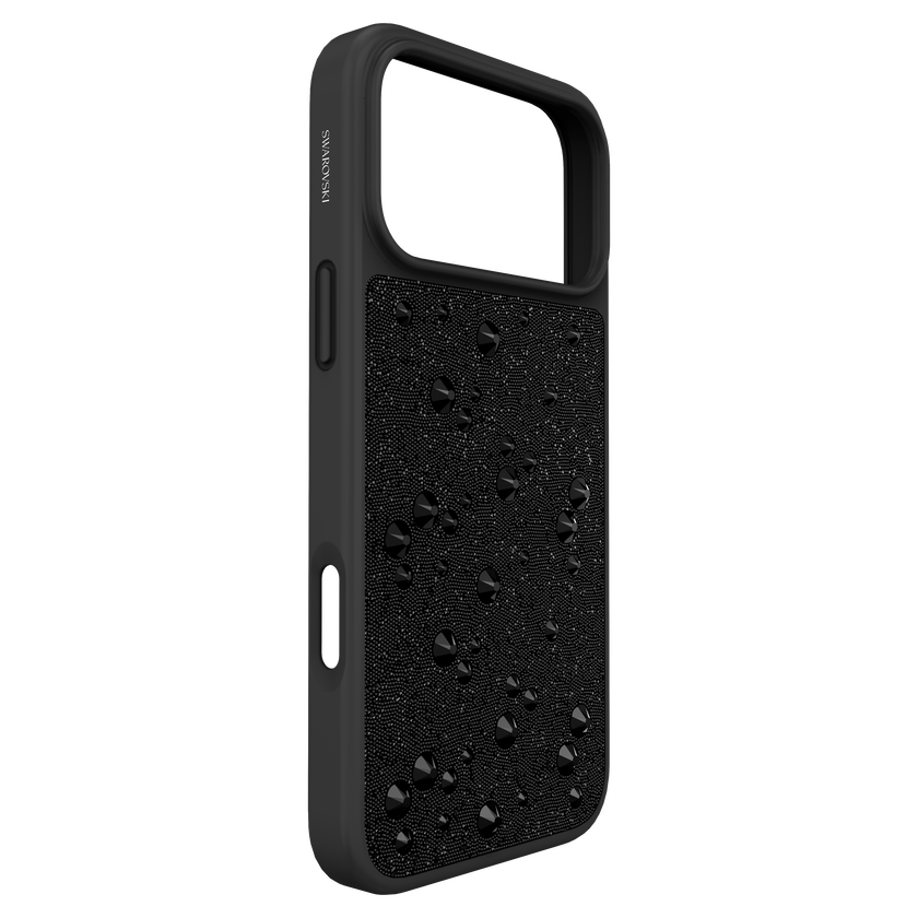 swarovski حافظة high للهاتف الذكي، كريستالات مسطحة من الخلف، iphone  17 pro max، لون أسود