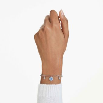 swarovski سوار magic، شكل ندفة ثلج، لون أزرق، طلاء روديوم