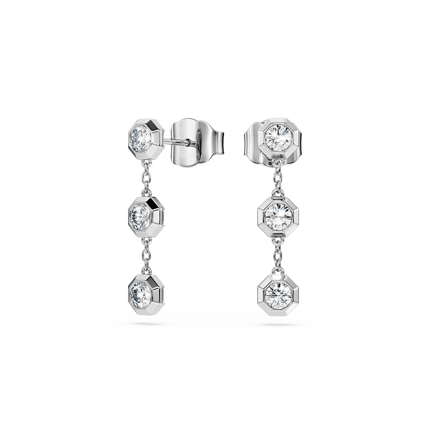 swarovski أقراط متدلية octagon، ألماس مُصنع في المختبر إجمالي 0 6 قيراط، شكل دائري، فضة استرليني