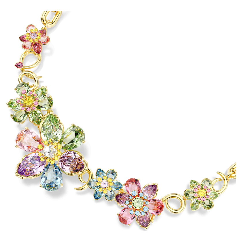 swarovski عقد idyllia، قطع متنوع، شكل زهرة، ألوان متعددة، طلاء باللون الذهبي