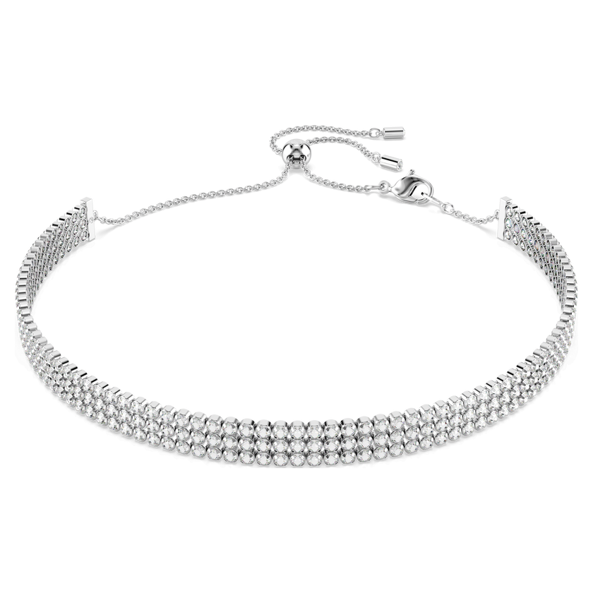 swarovski عقد شوكر matrix tennis، قطع مستدير، لون أبيض، طلاء روديوم