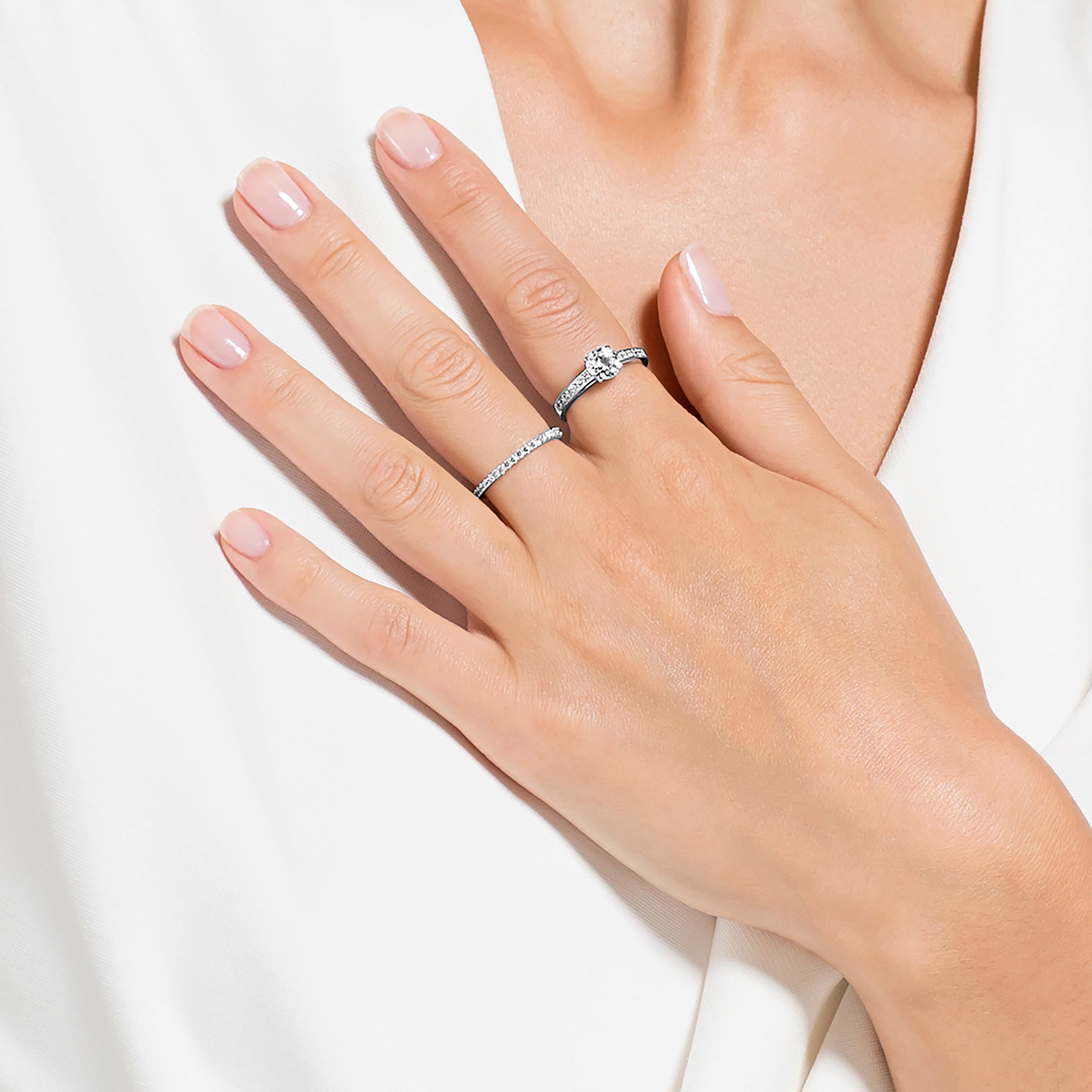 swarovski مجموعة خواتم i do، لون أبيض، طلاء روديوم