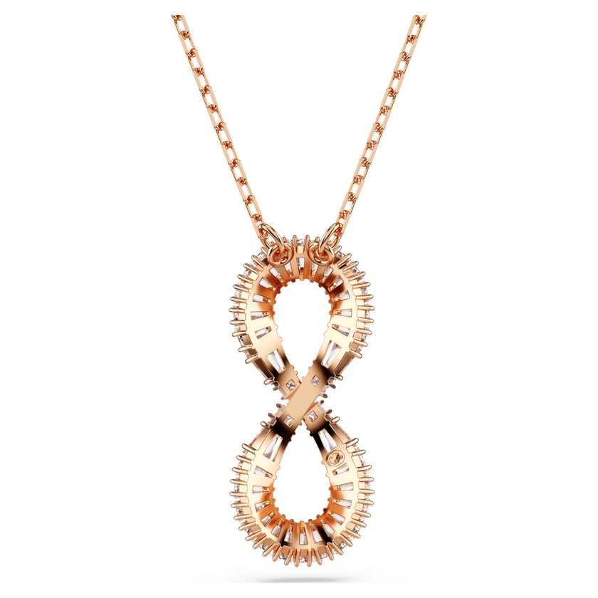 swarovski قلادة hyperbola، شكل إنفينيتي، لون أبيض، طلاء ذهبي وردي
