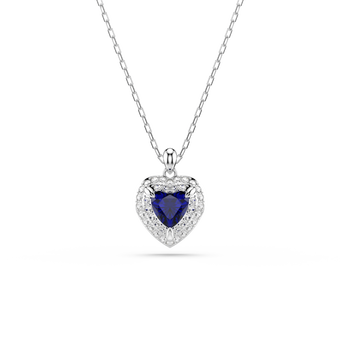 swarovski قلادة one، قطع على شكل قلب، ترصيع بافيه، شكل قلب، لون أزرق، طلاء روديوم