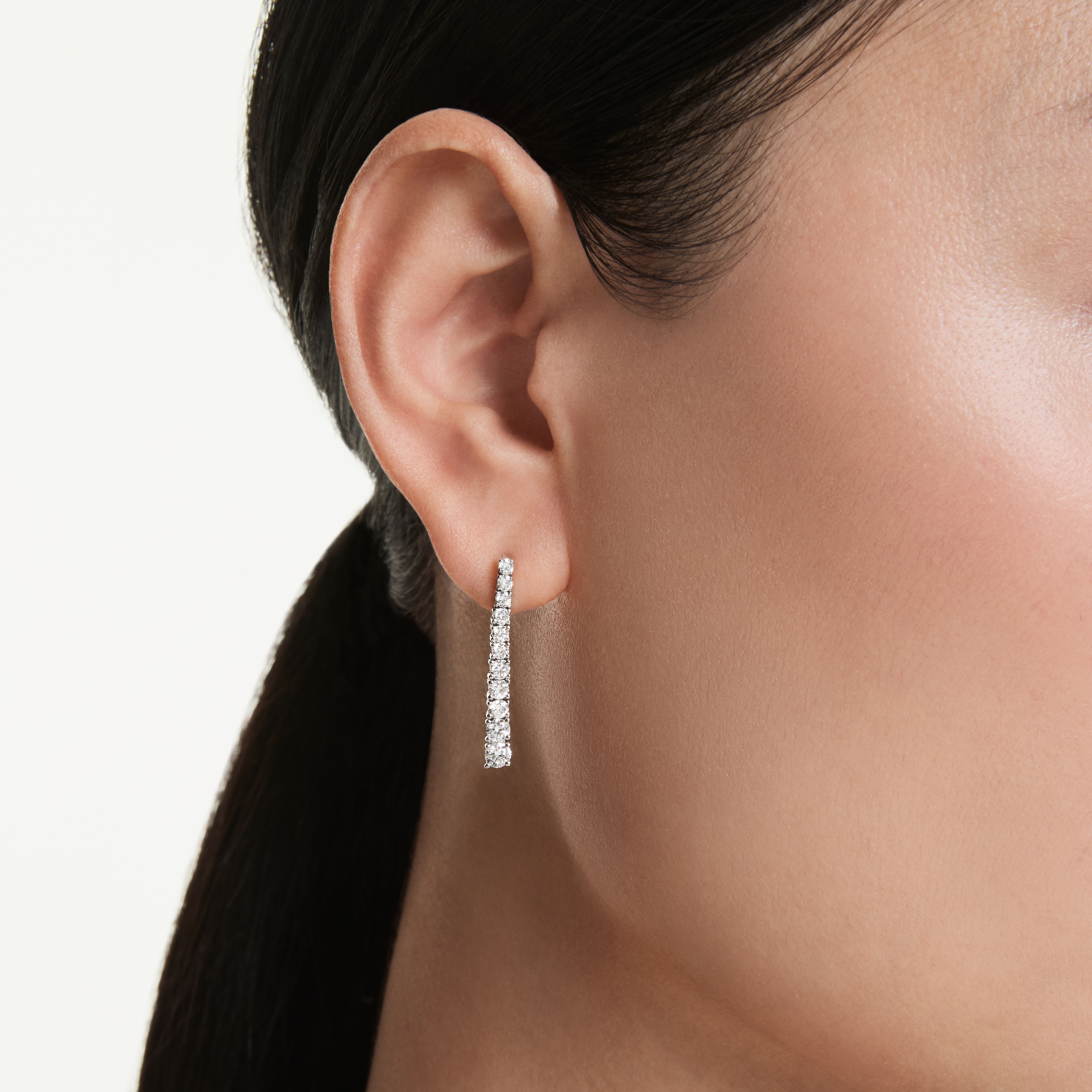 swarovski eternity drop earrings  lab grown diamonds 1 3 ct tw  round shape  18k white gold