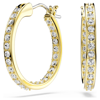 swarovski أقراط حلقية sommerset، حجم صغير، لون أبيض، طلاء باللون الذهبي