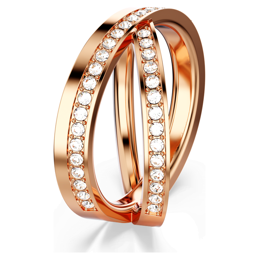 swarovski خاتم delta، قطع مستدير، لون أبيض، طلاء باللون الذهبي الوردي