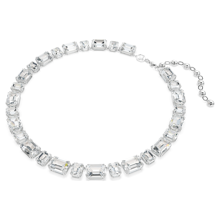 swarovski عقد millenia tennis، قطع مُثَمَّن، لون أبيض، طلاء روديوم
