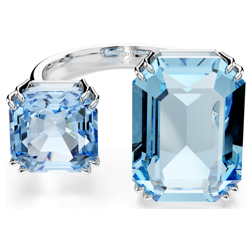 swarovski خاتم مفتوح millenia، مثمن، لون أزرق، طلاء روديوم