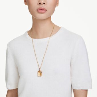 swarovski قلادة millenia، قطع مُثَمَّن، لون كراميل، لمسة نهائية من الذهب عيار 18 قيراط