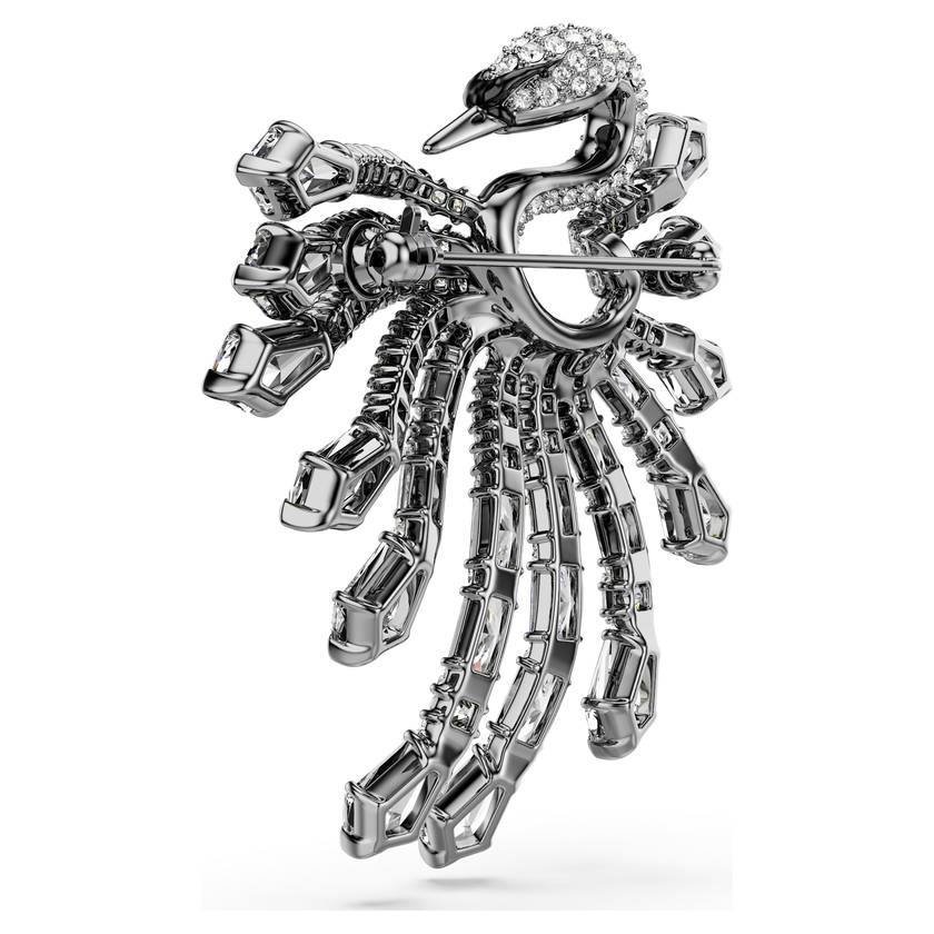 swarovski بروش the vienna collection، شكل بجعة، لون أبيض، طلاء روثينيوم