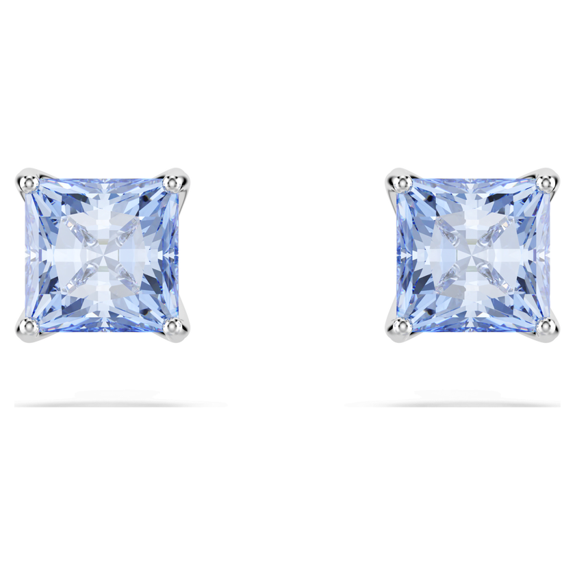 swarovski أقراط دبوسية matrix، قطع مربع، لون أزرق، طلاء روديوم