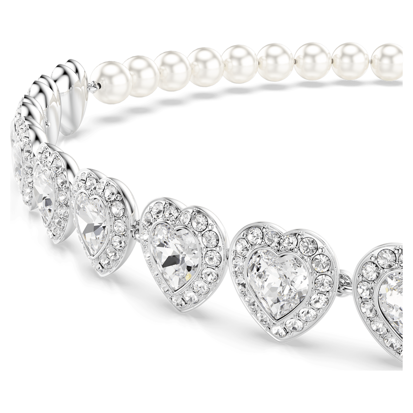عقد شوكر تنس ariana grande x swarovski، قطع متنوع، شكل قلب، لون أبيض، طلاء روديوم
