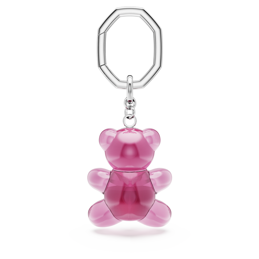 swarovski حلقة المفاتيح teddy، شكل دب، لون وردي، طلاء روديوم
