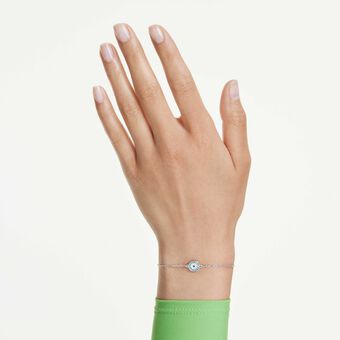 swarovski سوار luckily، أحجار كريستال صغيرة متراصة، شكل عين، لون أزرق، طلاء روديوم