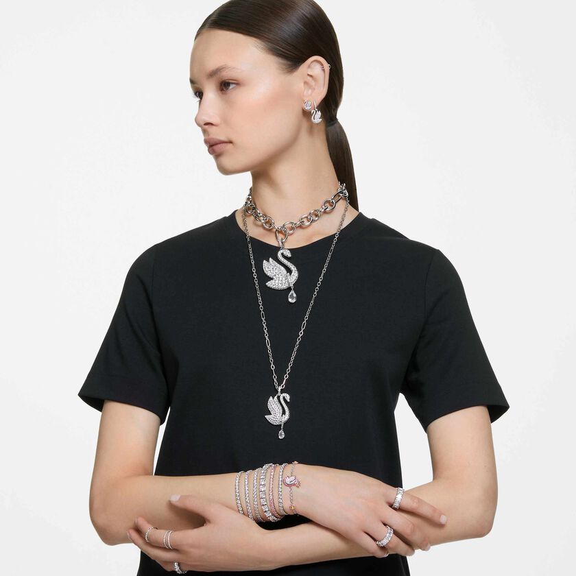 swarovski خاتم matrix vittore، قطع باغيت، لون أبيض، طلاء روديوم